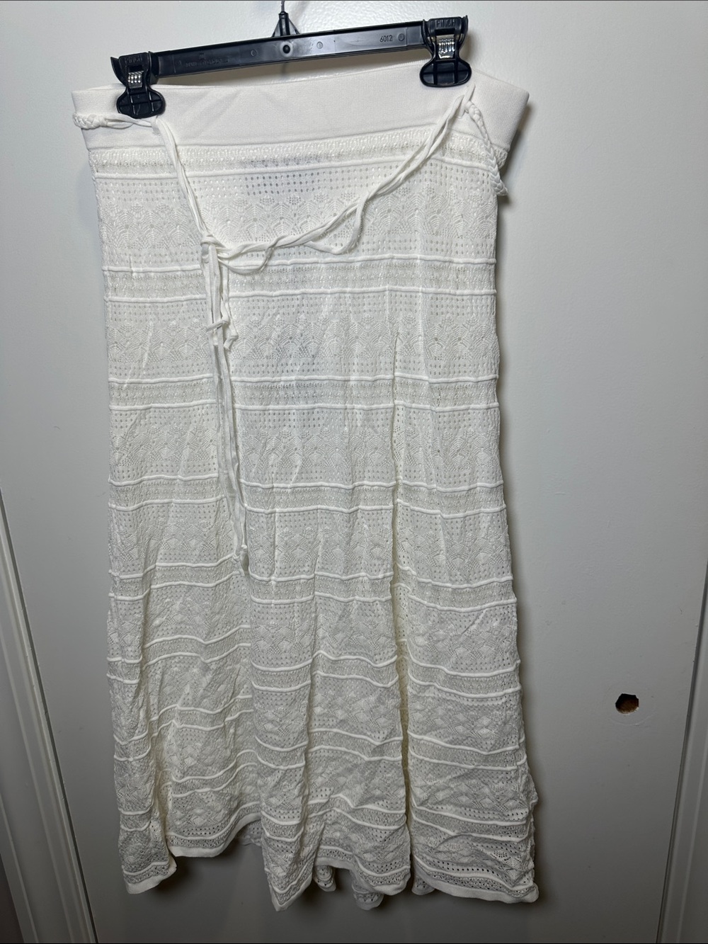 White Crochet Maxi Dress with Waist Tie(101)